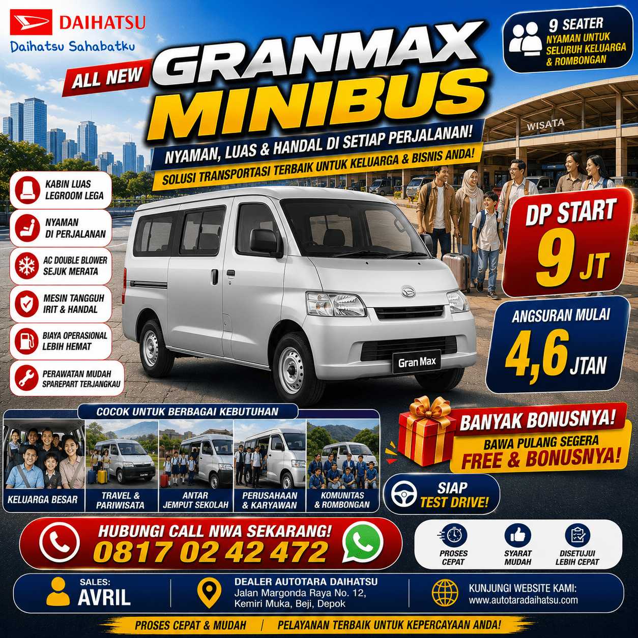 promo granmax minibus depok dp murah